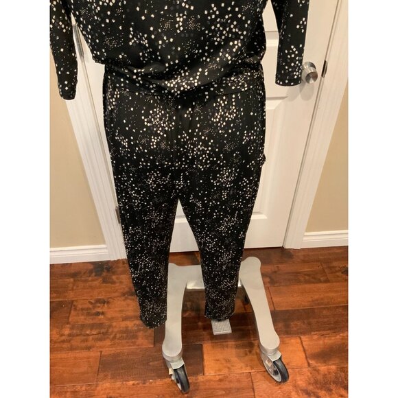 Allison Joy Black & White Speckled 3/4 Sleeve V-Neck Jumpsuit, Size Small - Picture 8 of 9